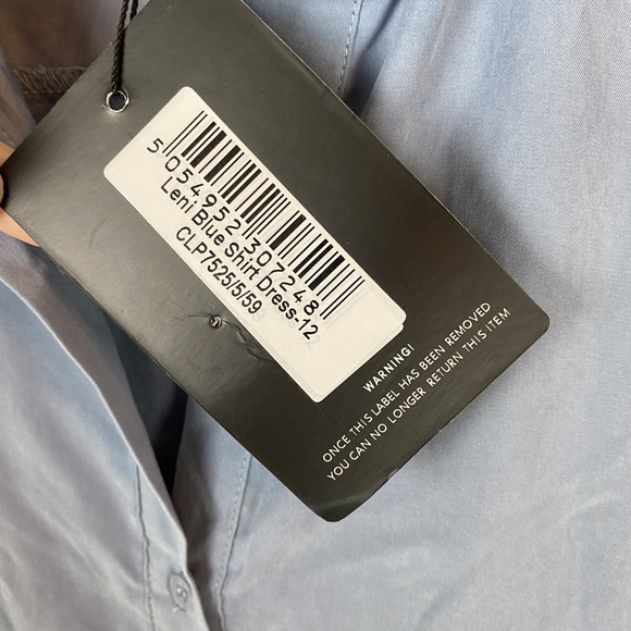 Pretty Little Thing 12 Leni Blue Shirt Dress Mini Old Money Slouchy Preppy - Picture 6 of 8